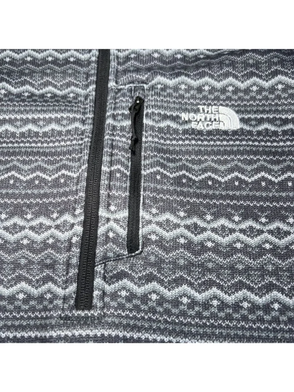 The North Face Mens Gray Fleece Aztec 1/4 Quarter Zip Pullover Jacket Size Large